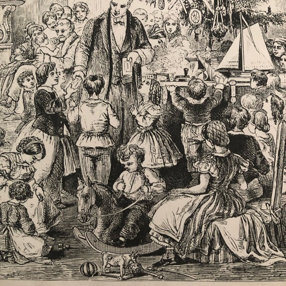 “The Christmas Tree” Fine Art Etching By F.A. Chapman  1800’s - Picture 2 of 6